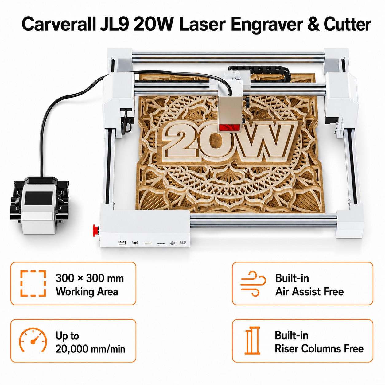Industrial Laser Removal - Carverall JL9 20W Laser Engraver Cutter,